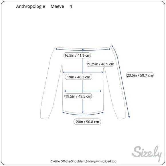 Anthropologie Maeve Clotille Navy & White Striped Off-the-Shoulder LS Top Sz 4 - Picture 10 of 10